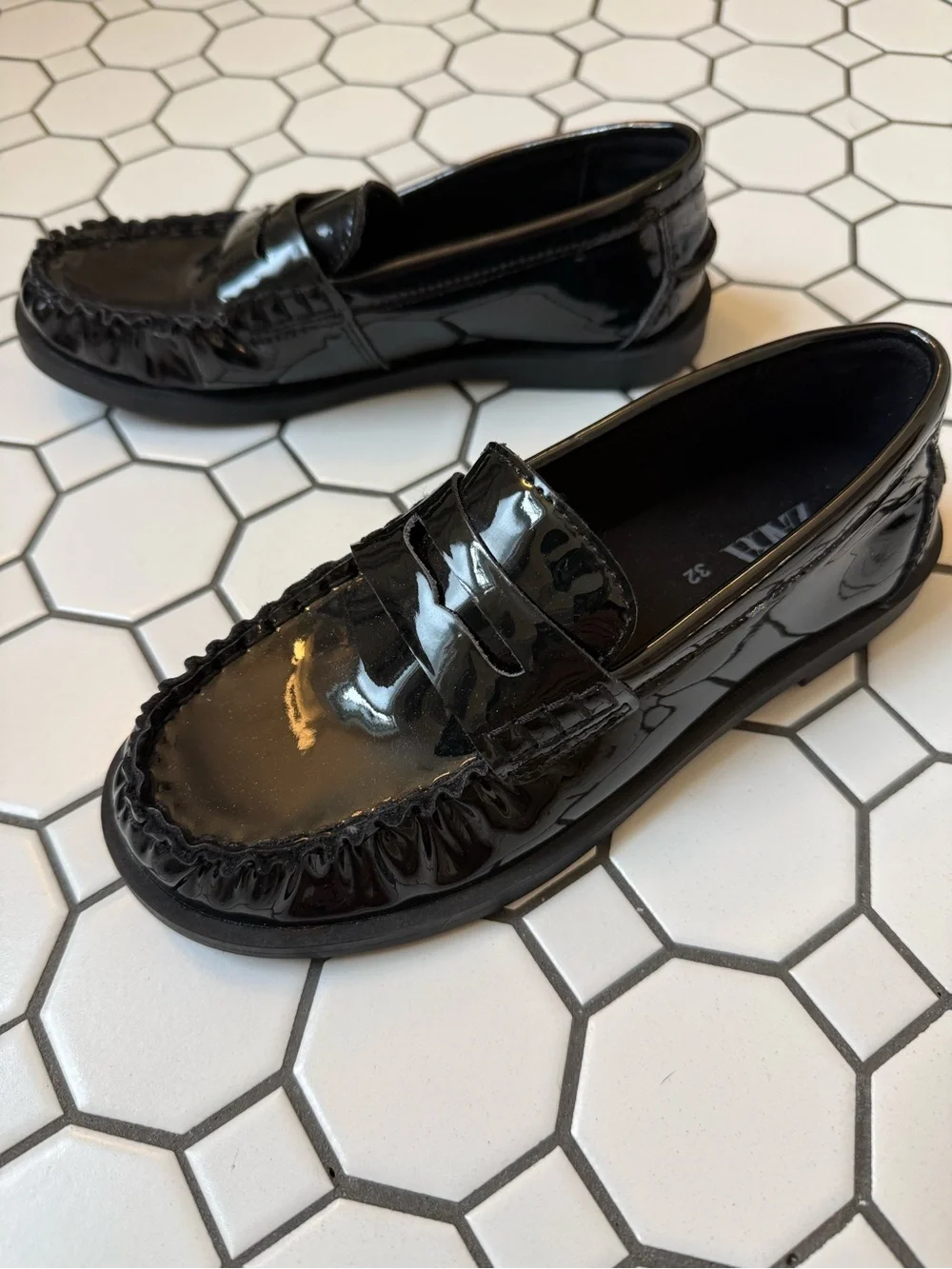 ZARA Kids Glossy Black Patent Loafers